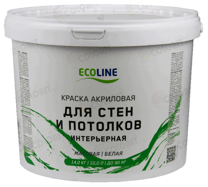 Ecoline Эколайн Акриловая Для стен и потолков матовая 14 кг