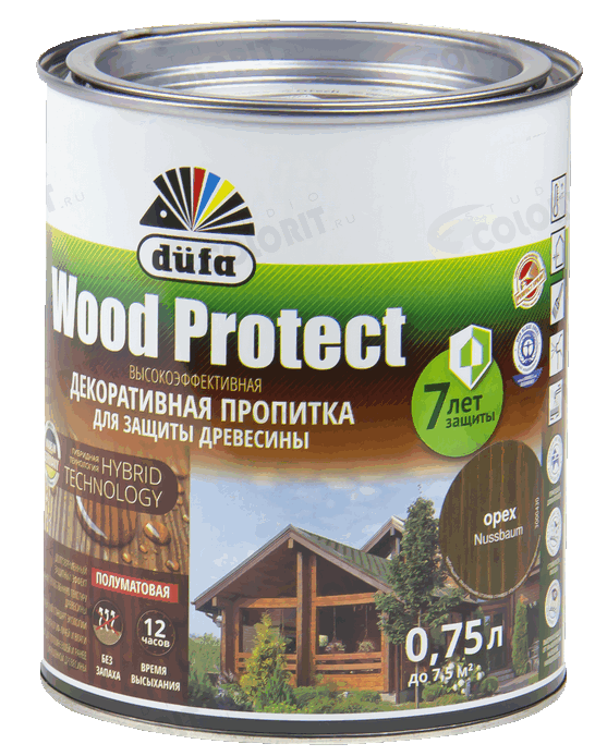 Пропитка для дерева DUFA WOOD PROTECT орех 0,75л
