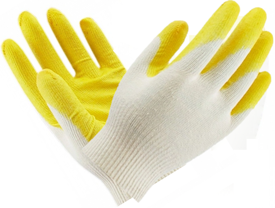 Перчатки ХБ покртыте желтые