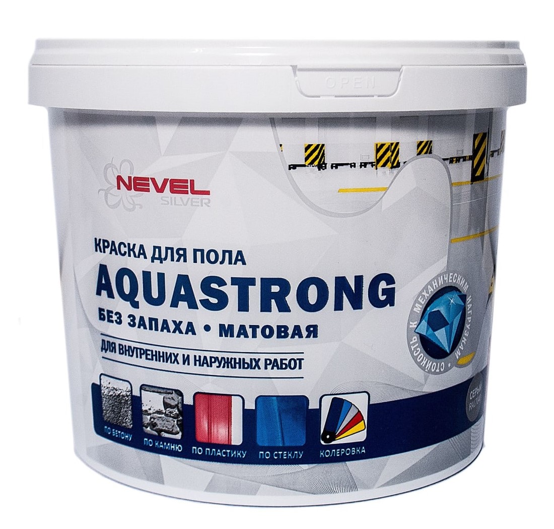 Краска для пола серая Aquastrong NEVEL SILVER 12 кг