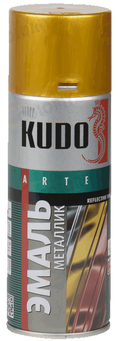 Эмаль универсальная металлик KUDO 520мл золото KU 1028