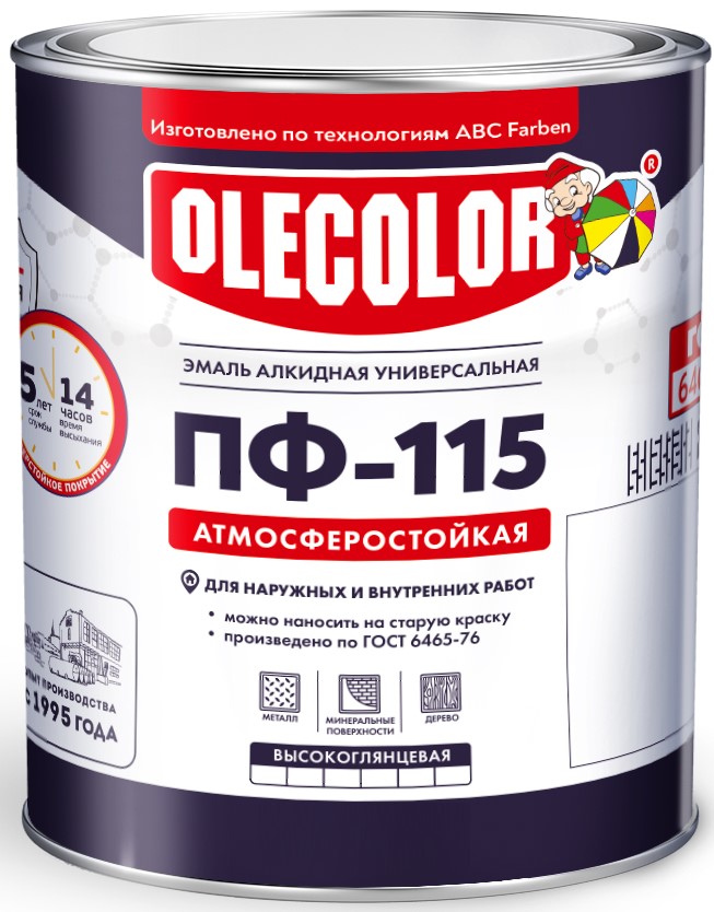 Эмаль алкидная ярко-зеленая ПФ 115 OLECOLOR 0,8 кг