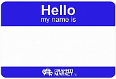 Стикер Hello My Name Is синий 8x12 см