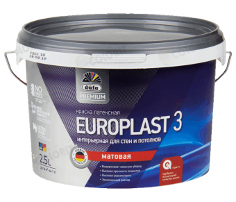 Dufa Premium Europlast 3 латексная интерьерная для стен и потолков 2.5 л
